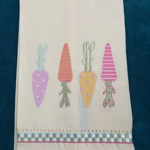 Winter Sale!! MacKenzie Childs Tea Towel "Egg Hunt" - Picture 1 of 4